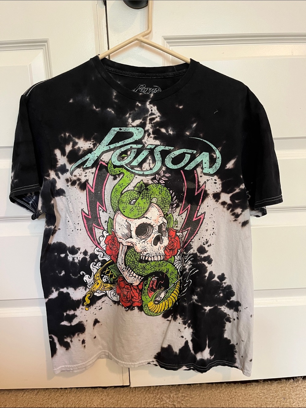 Poison‎ Skull Snake Tie Dye Graphic Band T Shirt Large Rock Tee L - Picture 3 of 7